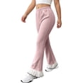 thumbnail image 2 of WAVSUF Girls Flare Leggings, Skinny Fit Elastic Waist Knitted Cotton Fall Casual Yoga Pants Pink 7-8, 2 of 8