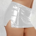thumbnail image 2 of QHFBli Metallic Bodycon Mini Skirt - High Shine Silver Party Wear, Liquid Sexy Tight Pencil Skirt for Women, 2 of 4