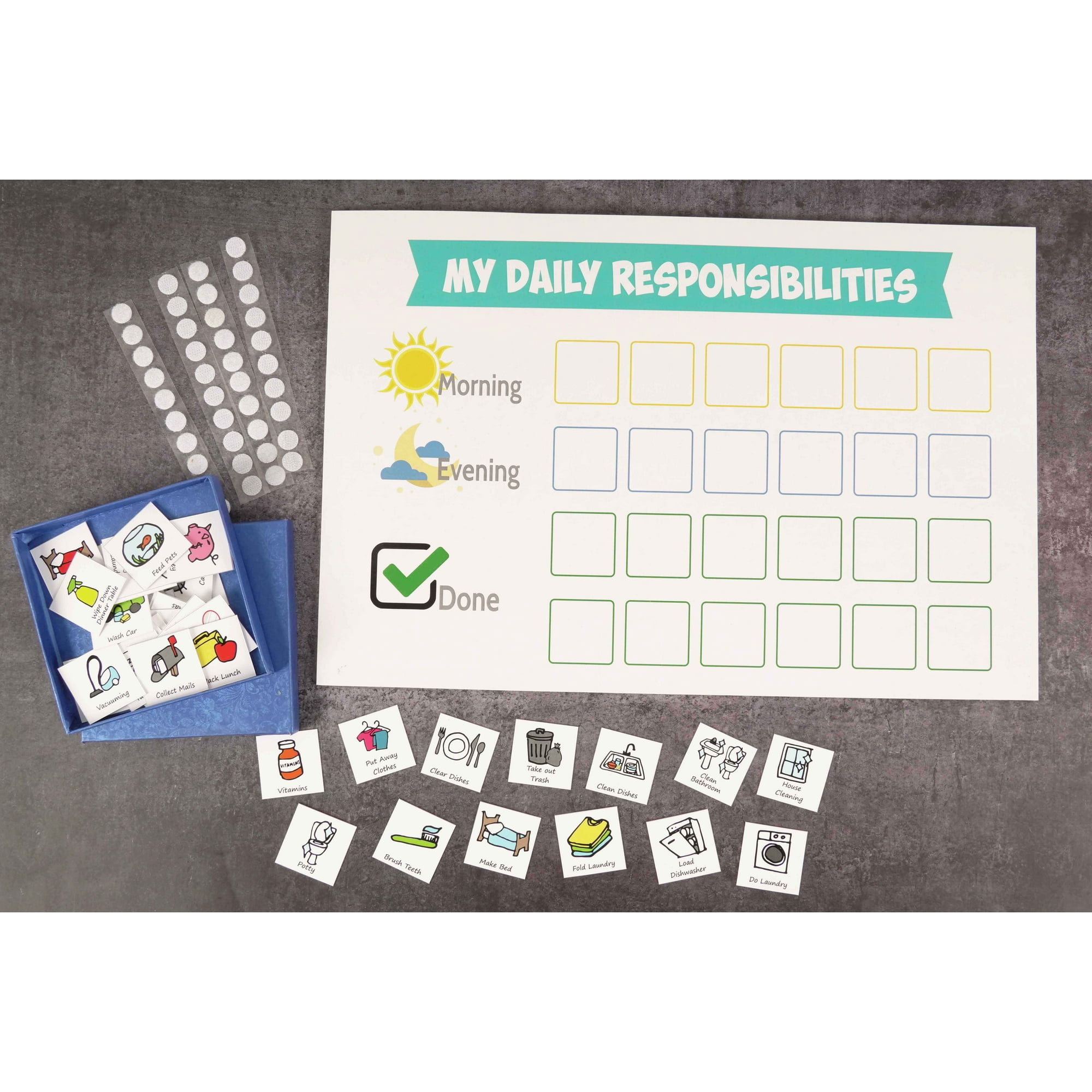 Inkdotpot Kids Daily Responsibility Checklist To-Do list- Daily Routine- Chore Chart- Morning/Evening Checklist- Daily Task List- Childrens Job Poster-LG
