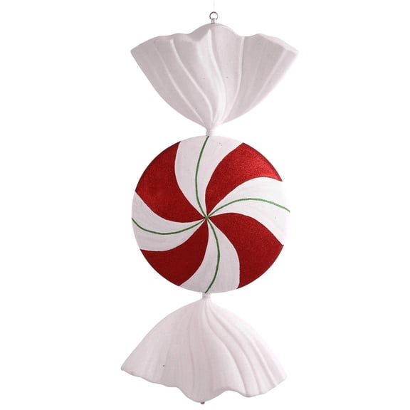Pemberly Row 37" Plastic Flat Peppermint Candy Christmas Ornament in Multi-Color