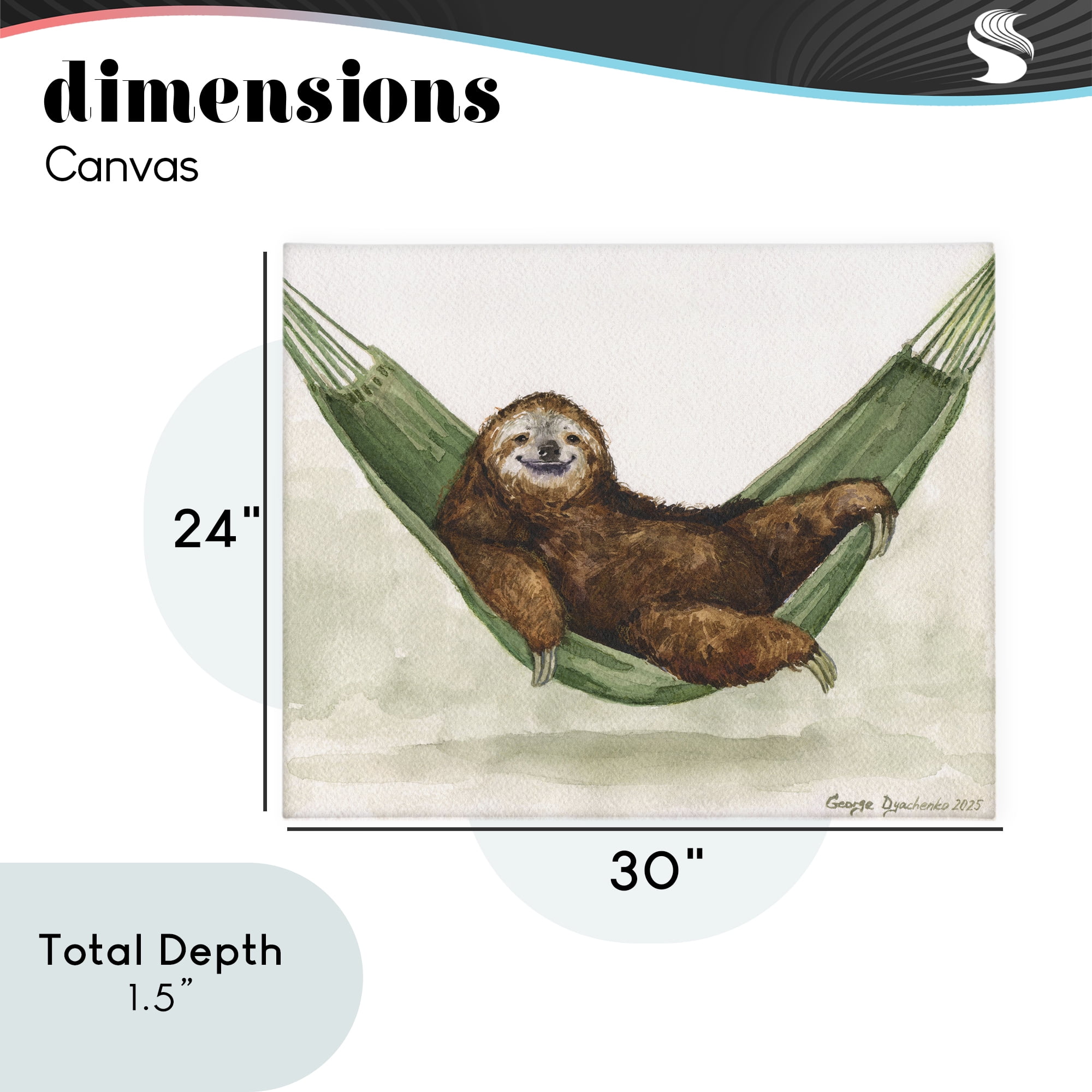Stupell Industries Sloth On The Hammock Canvas Wall Art, design by George Dyachenko