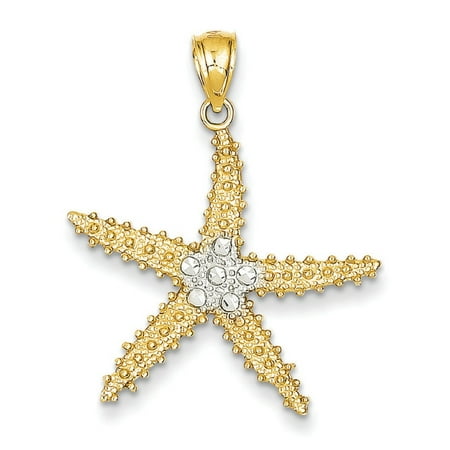 Gold Starfish Charm - 14K Yellow Gold Shiny Starfish Charm Pendant - 27mm