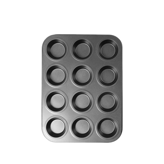Bandeja para hornear magdalenas DIY de 6/12 tazas, molde de acero antiadherente, bandeja para hornear huevos, molde para pasteles y magdalenas, Herramientas y accesorios para hornear negro doce Toystoory HA001646-03