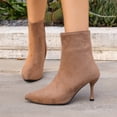 thumbnail image 6 of Womens Chic Ankle Booties Pointed Toe Stiletto Heel Shoes Side Zip Faux Suede Fashion Short Party Evening Date Night Office Daily Wear Boots, 6 of 10