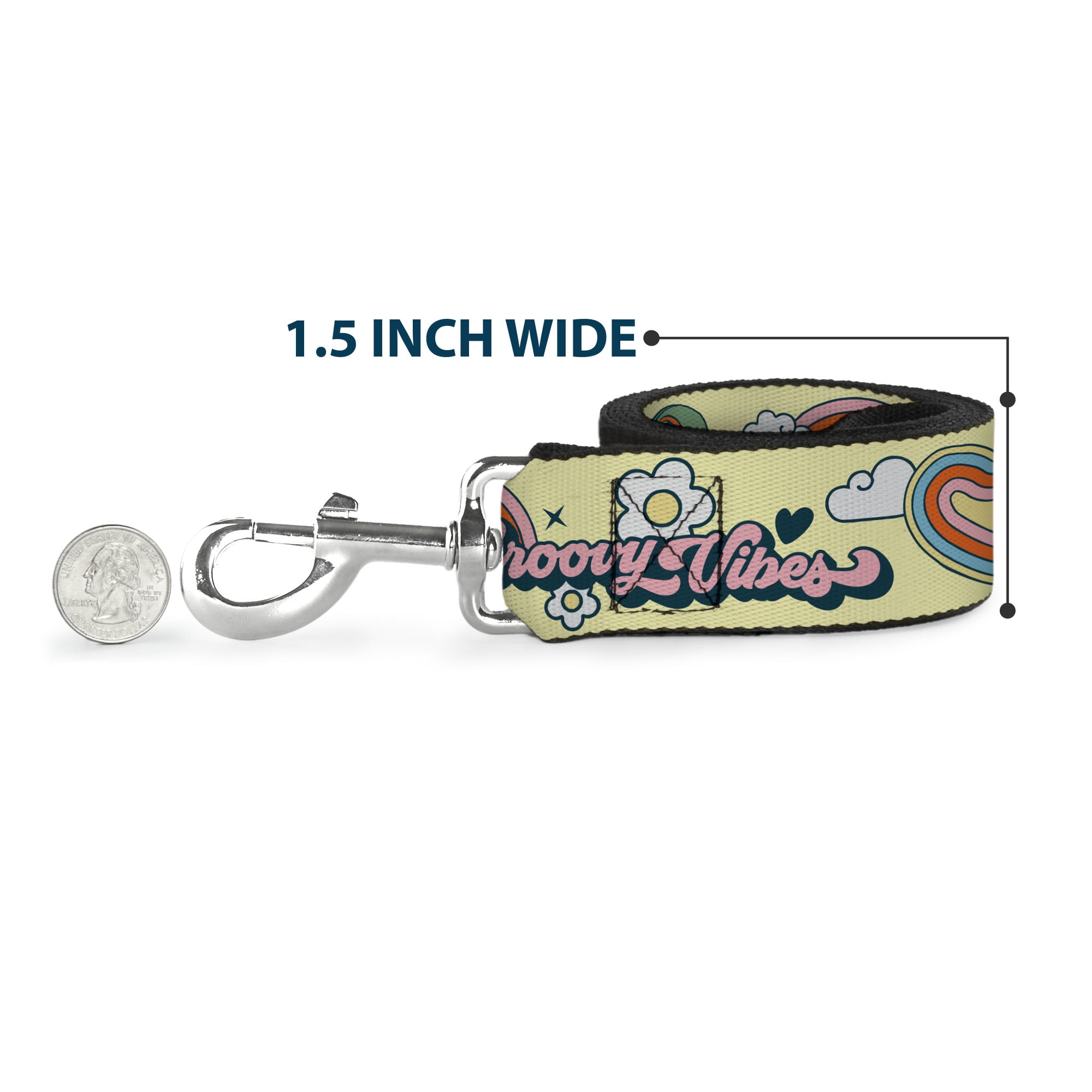 Peanuts Worldwide LLC Pet Leash, Dog Leash, Peanuts Snoopy Flying Ace and Woodstock Groovy Quotes Collage, 6 Feet Long 1.0 Inch Wide