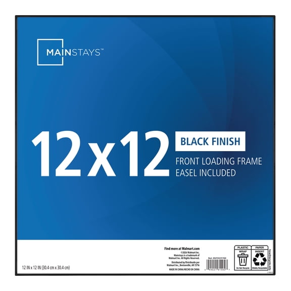 Mainstays 12x12 Picture Frame Black Front Loading Wall or Tabletop Photo Frame