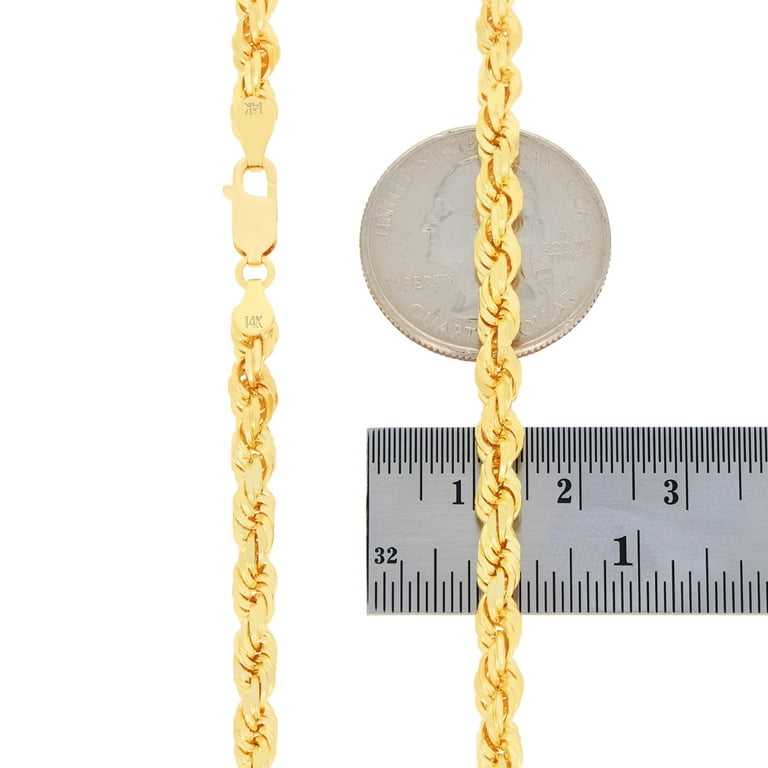 Nuragold 14k Solid Yellow Gold 5mm Rope Chain Necklace For Men - Diamond Cut, Italian Made, 18-30 Inch