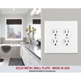 thumbnail image 2 of 2 Gang Duplex Outlet METAL Light Switch Cover - Two Gang Wall Plate for Duplex Outlet Style Light Switches, Stainless Steel White with Semi-Gloss Finish, UL Listed, 4.5 x 4.5 Inches (Made in USA), 2 of 5