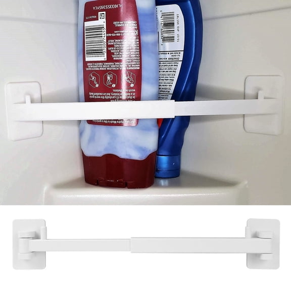 SunRoad 2 Pcs Shower Corner Holder RV Shower Corner Storage Bar Adjustable Easy to Install Rack Rod Wall Mount Space-saving Shower Shelf Fence for RV Home Hotel Bathrooms