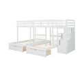 thumbnail image 3 of Triple Bunk Bed Full Over Twin & Twin, Wood Triple Bed Frame with 7 Storage Drawers, Stairway Bunk Beds with Safety Guardrails, 3 In 1 Triple Bunk Bed for Kids Teens Adults, White, 3 of 7