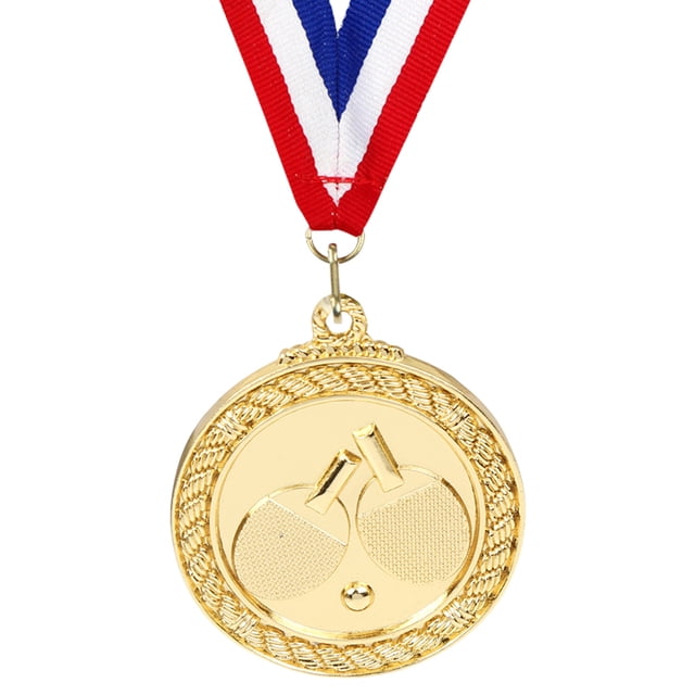 Medalla Pong 5cm Con Cinta para El Cuello Competiciones Party Race (Oro)