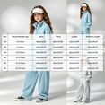 thumbnail image 4 of Gubotare Girl Clothes Winter Girls' Tracksuit Set Wide Leg Pants Solid Long Sleeve Stand Collar Sports & Active Wear 7T 8T (Blue,7-8 Years), 4 of 8