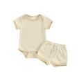 thumbnail image 1 of WIFORNT Baby Boy Girl Summer Outfit,Patchwork Crew Neck Short Sleeve Rompers,Elastic Waist Shorts 2Pcs Clothes Set, 1 of 9