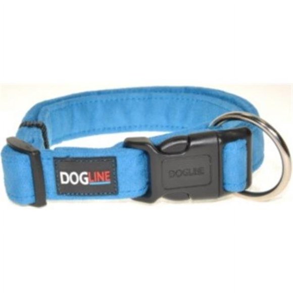 Dogline M8004-2 13-21 L x 0.75 W in. Comfort Microfiber Flat Collar, Blue