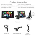 thumbnail image 5 of CARABC Portable Wireless Car Stereo D7 with Apple Carplay & Android Auto, 7" Touch Screen, 5 of 8