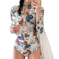 thumbnail image 2 of Joernso Fashion Simple Women Slim Long Sleeve Monokini Swimsuit for Hot Spring Beach, 2 of 8