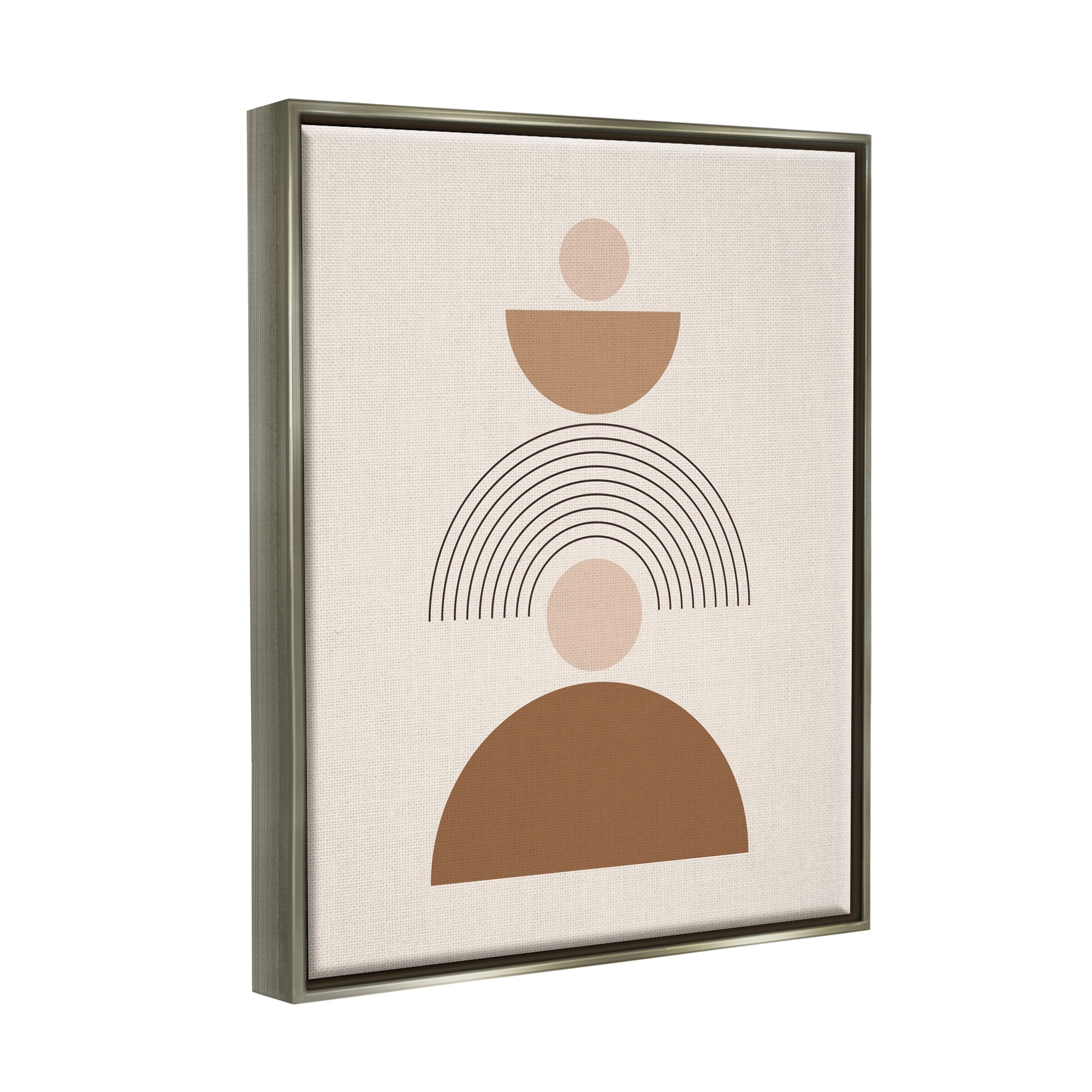 Stupell Industries Stacked Boho Shapes Abstract Painting Gray Floater Framed Art Print Wall Art, 25 x 31