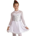 thumbnail image 2 of TTAO Kids Girls Christmas Performance Dance Clothes Shiny Sequined Feather Dress for Dancing Ice Figure Skating White 16, 2 of 7