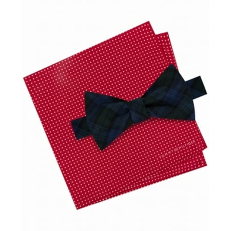 Tommy Hilfiger NEW Red Blue One Size Silk Bow Tie & Ppcket Square Set