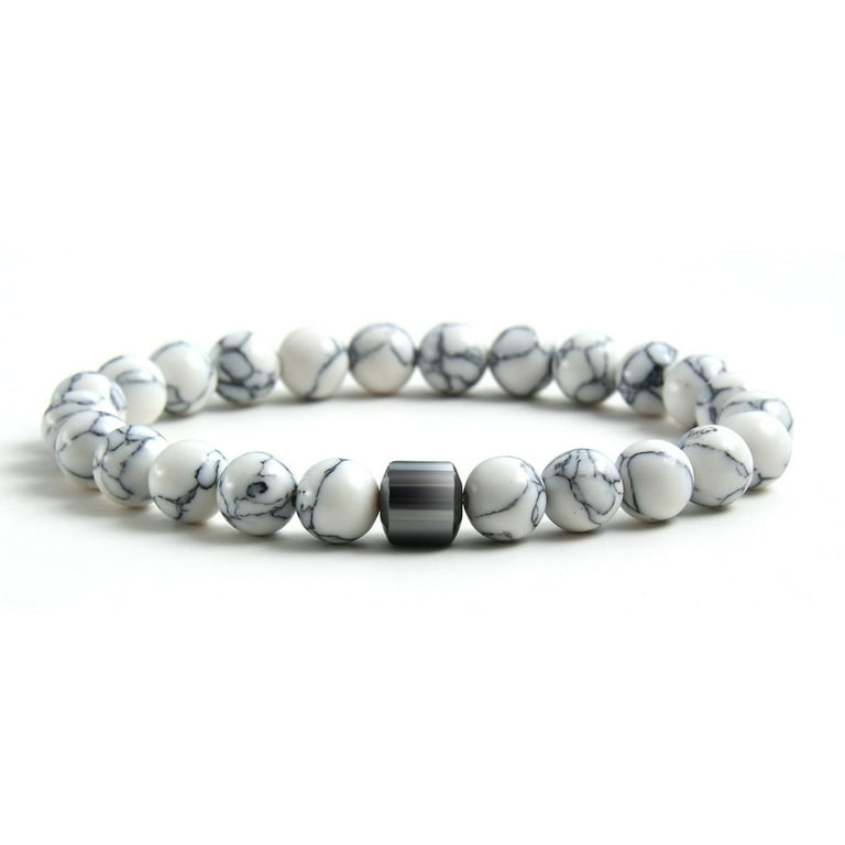 Z ZACHÉ 4pcs/set Natural Stone Bracelet, 8mm Map Stone, Howlite