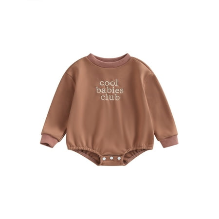 

Newborn Baby Boy Girls Oversized Sweatshirt Romper Infant Long Sleeve Letter Embroidery Bodysuit