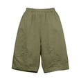 thumbnail image 4 of Endives Womens Linen Short Loose Solid Color Cotton Linen Pant Loose Below the Knees Elastic Waist Pants Green, 4 of 4