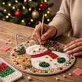 thumbnail image 4 of Huchen Pearl Kit, Christmas Pearl Diamond Painting Suncatcher Kit, DIY Craft Pre-Assembled Metal Chain, Acrylic Round Board with Edge, Mixed-Sized Pearl Beads Craft, Festive Window Wall 9.84*9.84in, 4 of 8