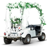 Wedding Golf Cart Decorations Golf Cart Rose Garland with Just Married Banner Sheer Chiffon Wedding Draping Fabric Accessories for Anniversary Decorations