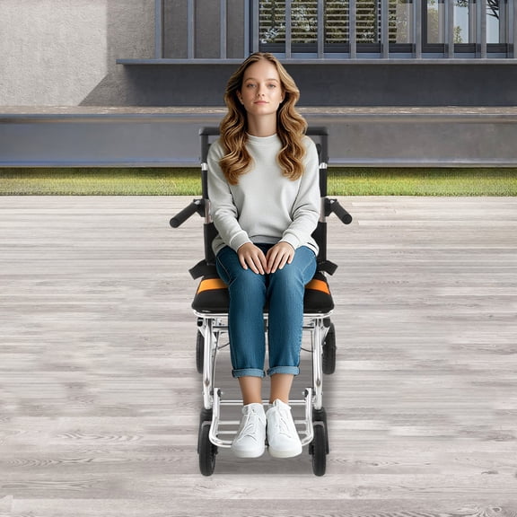 1 PCS Folding Wheelchair, Travel Transport Wheelchair for Seniors, Portable Folding Wheelchair, Maximum Load Capacity: 160kg/352.74lbs