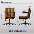 thumbnail image 4 of Genpo Brown Office Chair, Mid Century Modern Leather Desk Chairs with Arms, Wheels Thickend Back and Seat, Adjustable Height, Vintage Computer Chair for Home, Office, 4 of 9