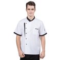 thumbnail image 4 of kurtrusly Chef Jacket Men Chef Coat Skin Friendly Chef Uniforms O-Neck Cheap Short Sleeve Tops Bakery Cooking Clothes Work Wear White XXXXL, 4 of 5
