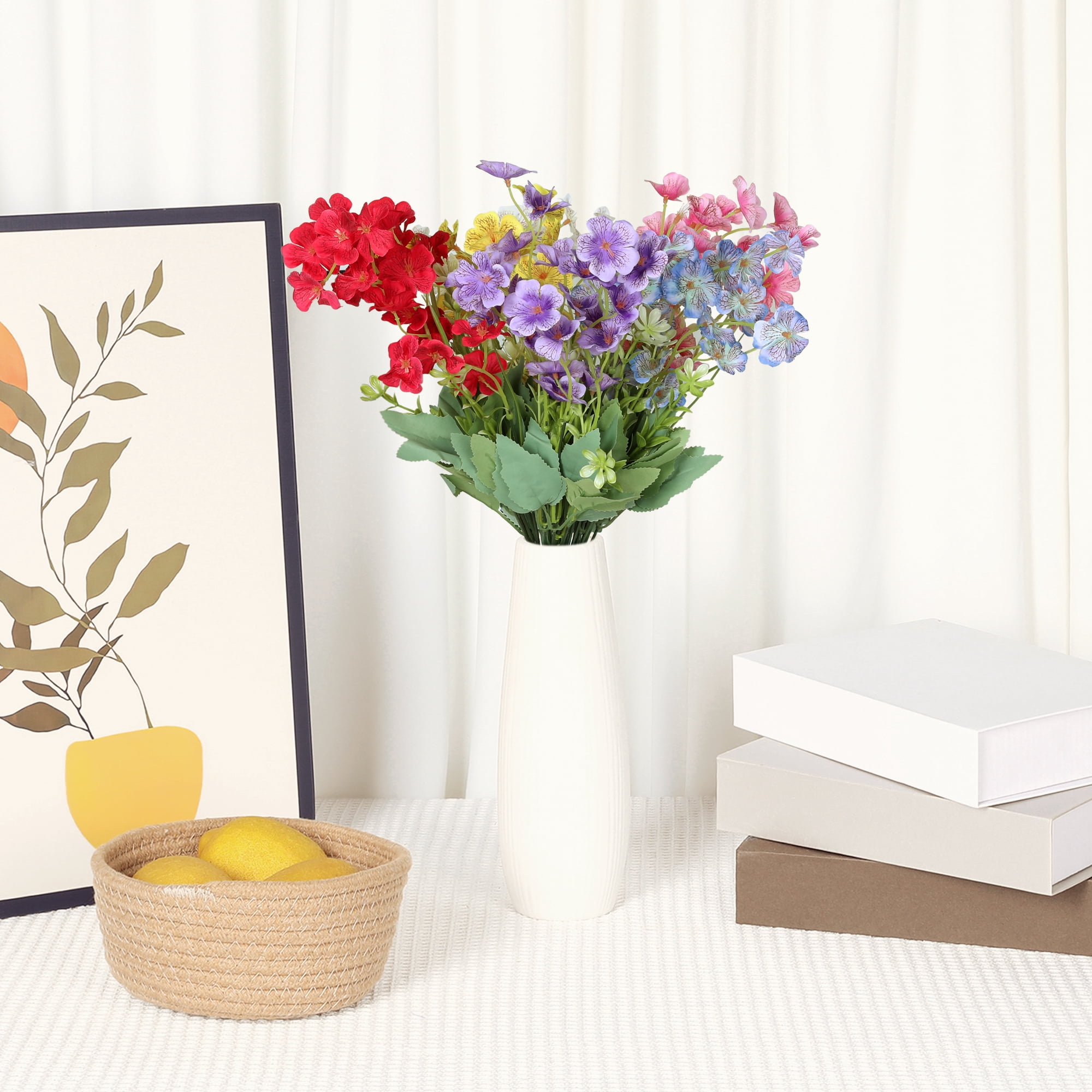 Unique Bargains 6 Pcs Artificial Orchids Flowers Bouquets for Home Office Blue