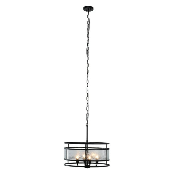 Chloe Lighting Sienna 4-Light Glass Metal Ceiling Pendant in Matte Black