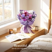 Emibele Preserved Flower Bouquet Gifts for Mom,Purple Eteranl Roses Bouquets with Bear, Gifts for Her Women Wife Grandma on Valentines Mothers Day Birthday Anniversary