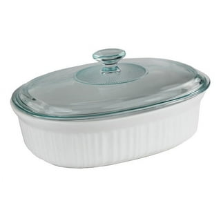 HAOTOP 2-Quart Ceramic Deep Casserole Dish with Lid, Ceramic Baking Dishes,  Oven Safe (White)