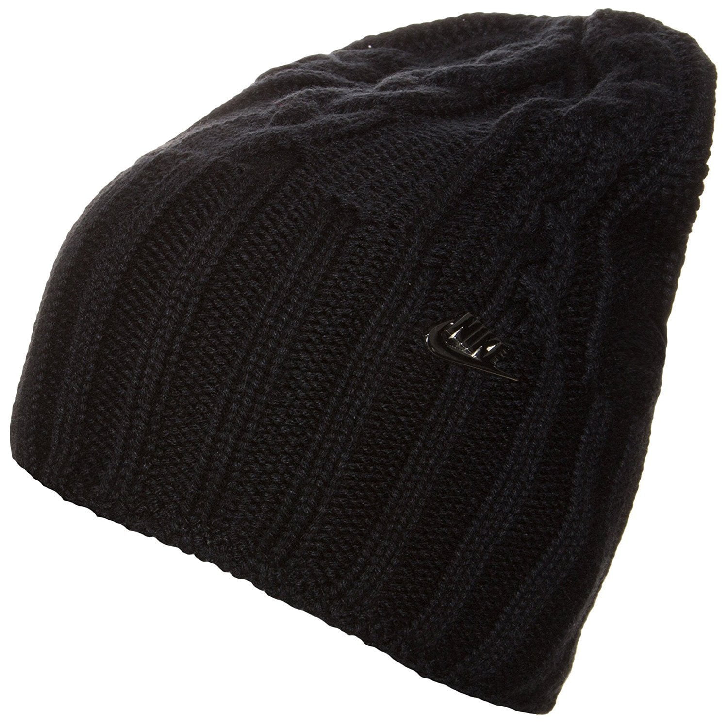 Nike - Nike Womens Cable Knit Beanie Hat Black/Metallic Silver - Walmart.com - Walmart.com