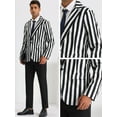 thumbnail image 5 of Unique Bargains Men's Stripes Single Breasted Business Color Block Sports Coat Blazers S White, 5 of 6