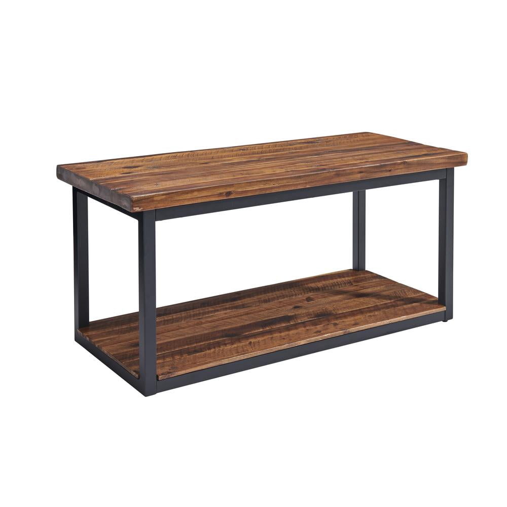 Alaterre Claremont 40" Rustic Wood Bench with Low Shelf