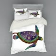 thumbnail image 2 of Ambesonne Psychedelic Bedding Set 3 Pcs, Sea Turtle Animal, Twin XL, Purple Orange Pink, 2 of 3