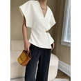 thumbnail image 3 of Women V Neck Tops Shirts Short Sleeve Button Down Slim Waist Summer Blouses, 3 of 6