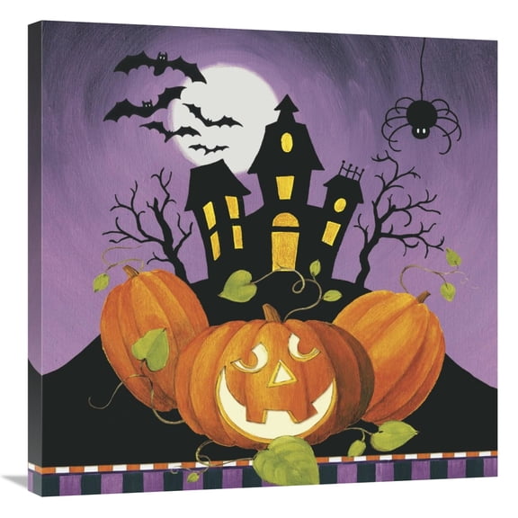 Global Gallery's 'Happy Haunting House on Pumpkins' By Lisa Audit Stretched Canvas Wall Art