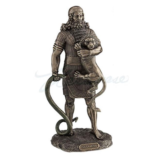 Gilgamesh the Legendary King of Uruk Holding Lion & Serpent Bronze