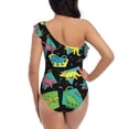 thumbnail image 5 of Goofa Geometric Dinosaur Pattern Women's One Piece Swimsuits Tummy Control Bathing Suits Asymmetric One Shoulder Swimwear-Medium, 5 of 6