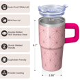 thumbnail image 3 of 20oz Double Wall Stainless Steel Handle Cup Insulated Geometric Pattern Leak Proof Travel Tumbler With Straw Lid, 3 of 5