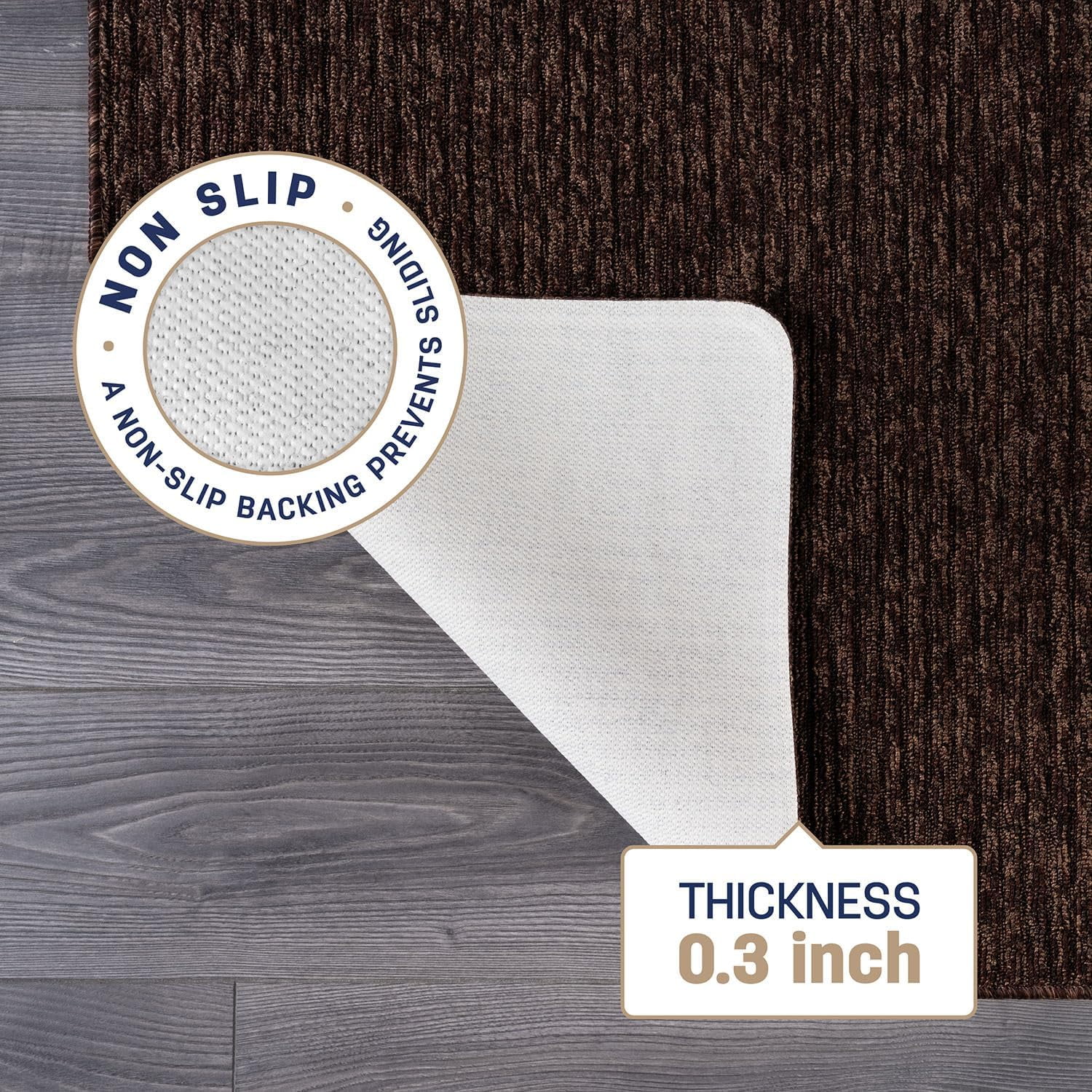 Beverly Rug Non-Slip Machine Washable 3 x 3 Brown Indoor Area Rugs
