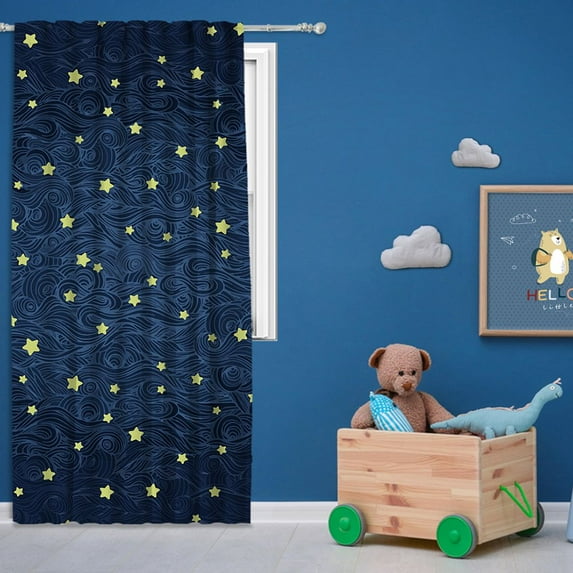 3S Brother's Dreamy Night 100% Blackout Curtains for Kids Bedroom Thermal Insulated Noise Reducing Home Décor Printed Window Curtains Single Curtain Panel - Made in Turkey (52"Wx120"L)