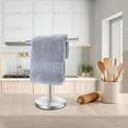 thumbnail image 6 of T-Shape Bath Hand Towel Holder Stand, Stainless Steel Free Standing Hand Towel Rack with Heavy Base, for Bathroom Kitchen & Countertop, Silver, 2 Pack, 6 of 7