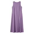 thumbnail image 5 of Odbmxy Women's Midi Length Dresses Cotton Linen Shift Summer Sleeveless Womens Shirt Dresses Button Front Classy Office, 5 of 6