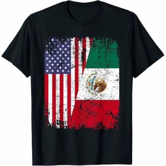 American Grown Mexican Roots Mexico Country Lover Mexican Proud Us T-Shirt Mexico USA Flag Viva Independence Day Shirt