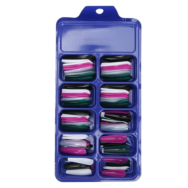 Juego de 100 puntas acrílicas para uñas postizas, cobertura total, color puro, artificiales, 11